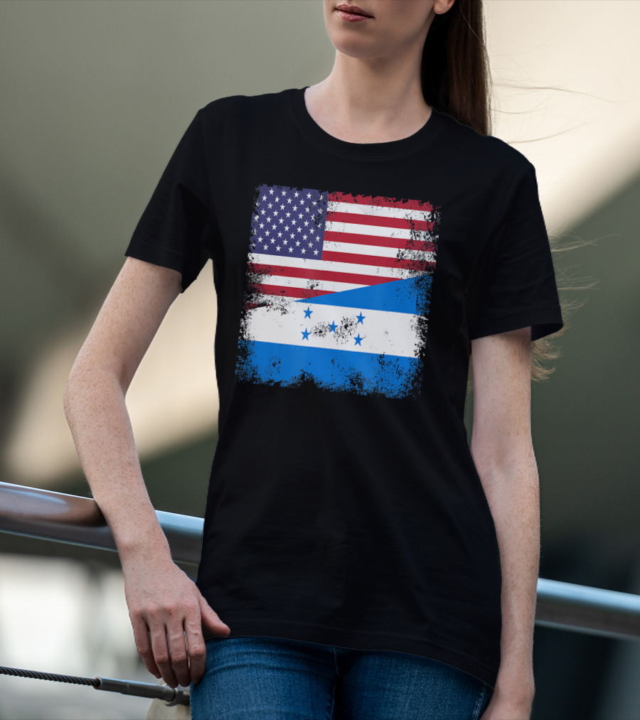 Half Honduran Half American Flag Vintage Hon T-Shirt