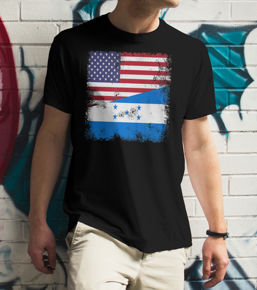 Half Honduran Half American Flag Vintage Hon T-Shirt