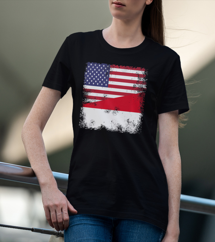 Half Indonesian Half American Flag Vintage Indo USA Fusion T-Shirt