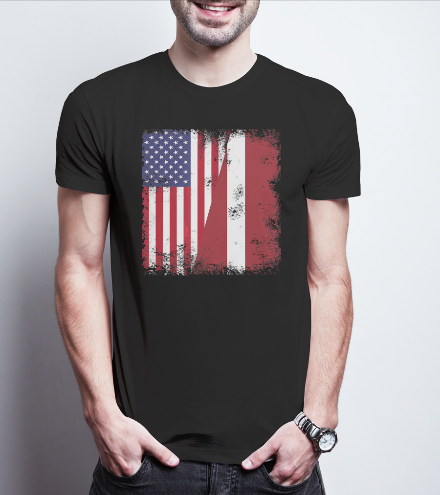 Half Latvian Half American Flag Vintage Latvia U T-Shirt