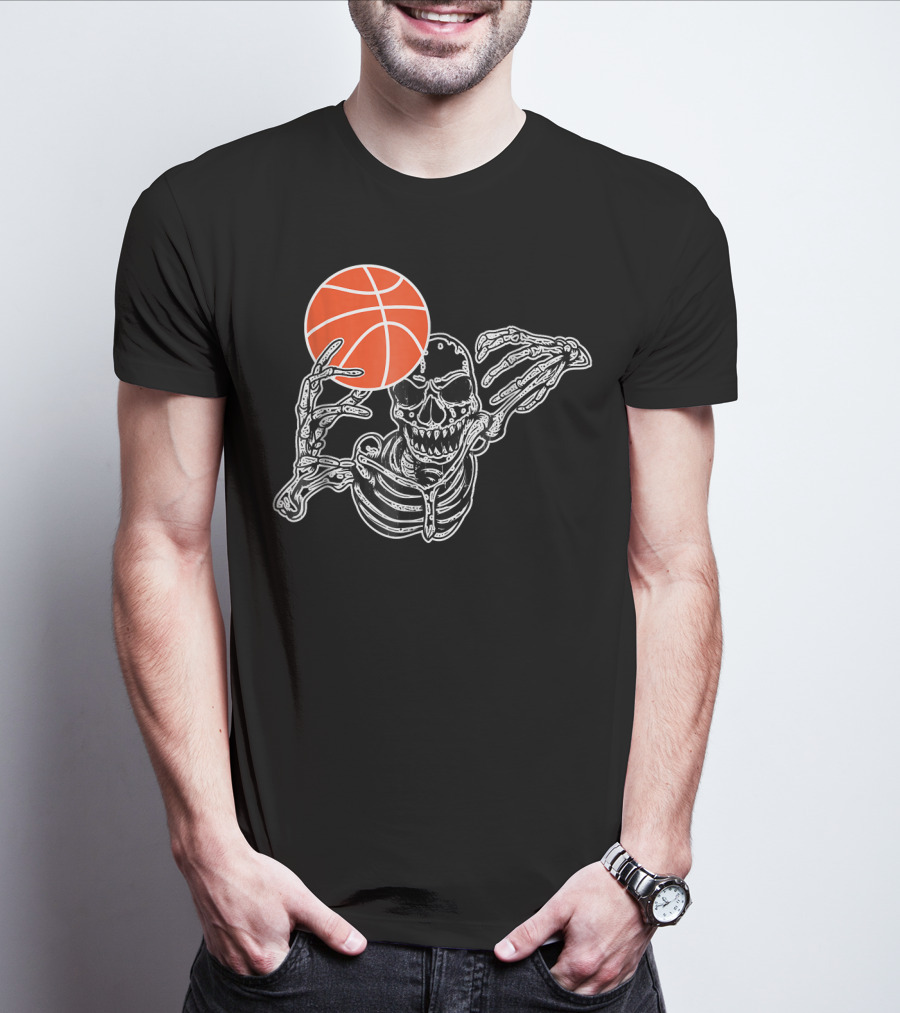 Halloween Skeleton Basketball Player Skul Dunking Spooky Slam T-Shirt