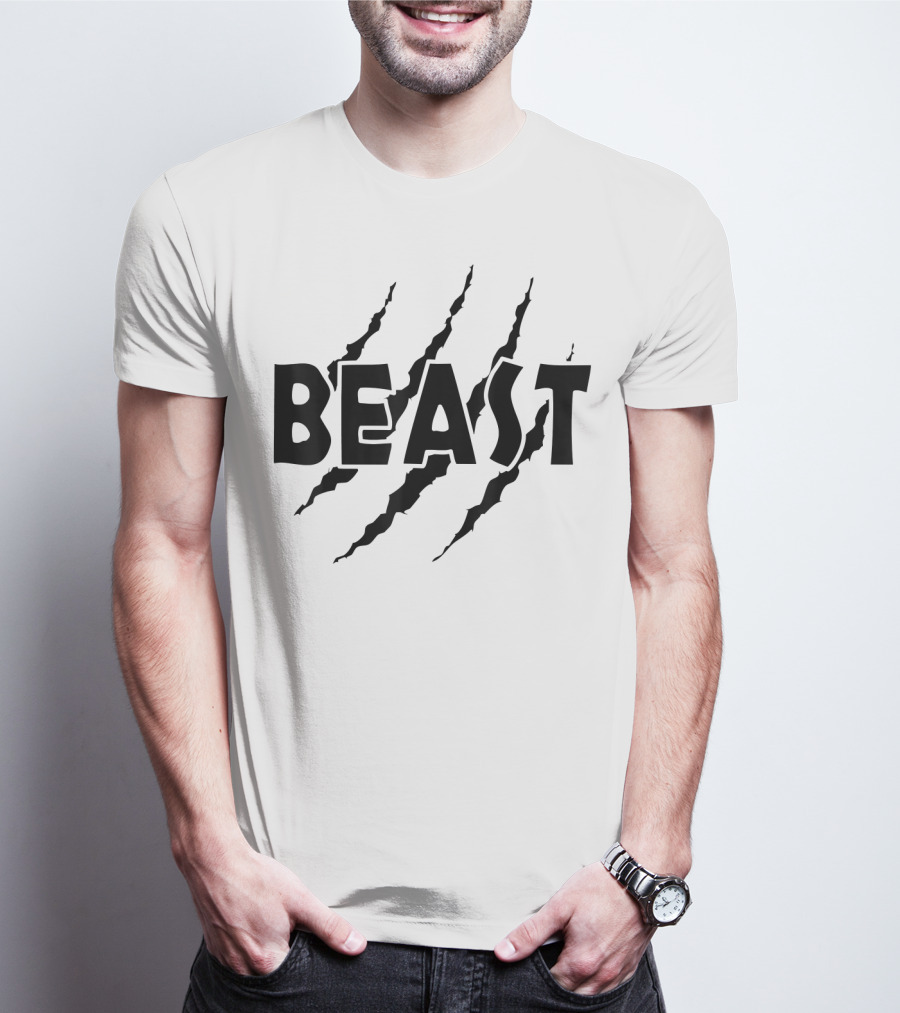 C523 BEAST Gym Workout Fitness MMA Scratch Marks T-Shirt
