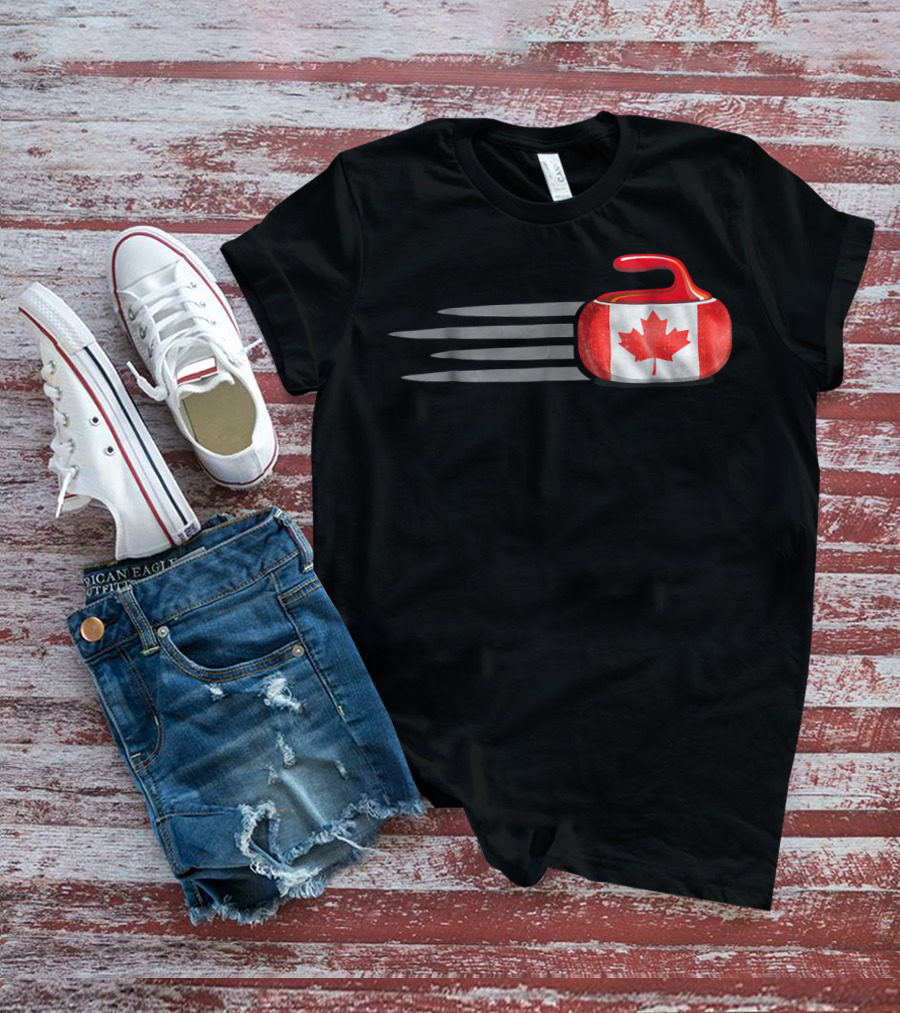 Canadian Flag Curling Stone With Maple Leaf T-Shirt