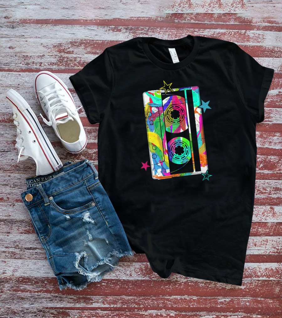 Colorful Cassette Tape Costume Vintage Music Stars T-Shirt