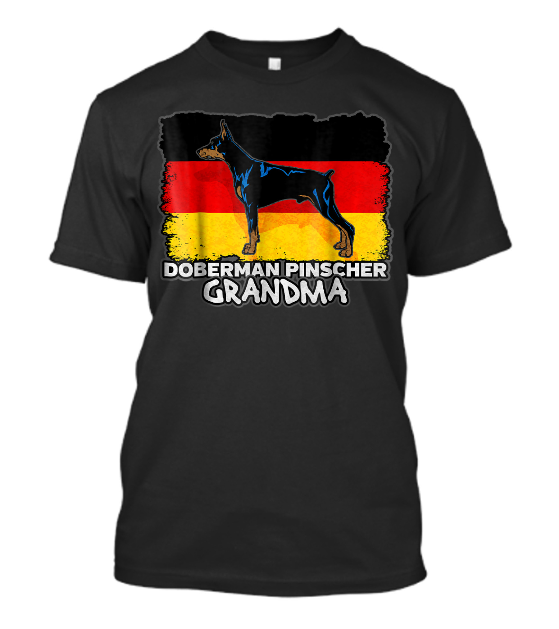 Doberman Pinscher Grandma With German Flag Background T-Shirt
