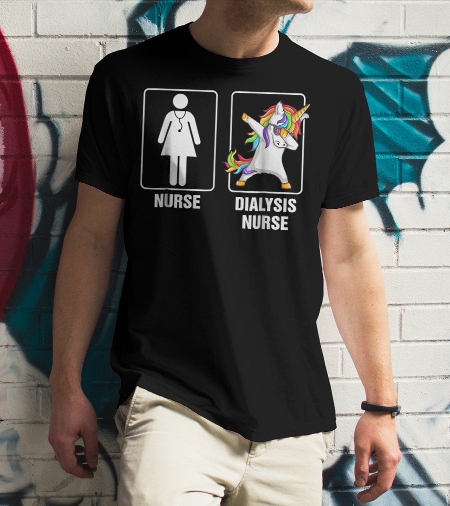 Nurse Dialysis Nurse Dabbing Unicorn T-Shirt