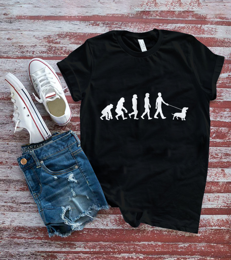 Dog Owner Idea Dog Breed Evolution Dachshund Walking Progression T-Shirt