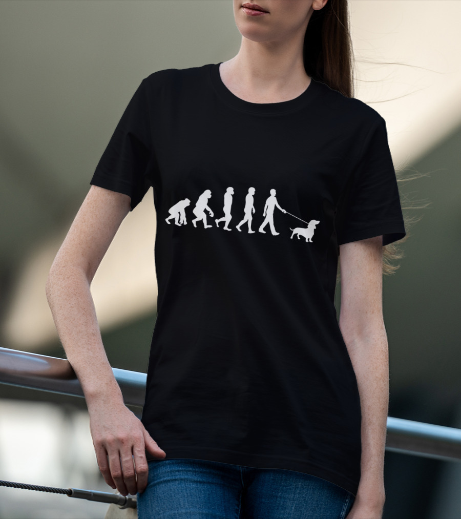 Dog Owner Idea Dog Breed Evolution Dachshund Walking Progression T-Shirt