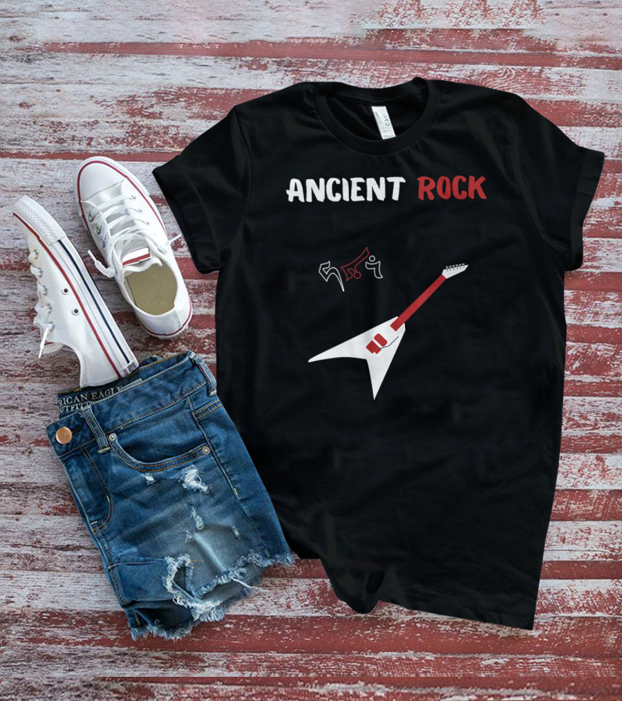 Ancient Rock Guitar White Red Heavy Metal T-Shirt