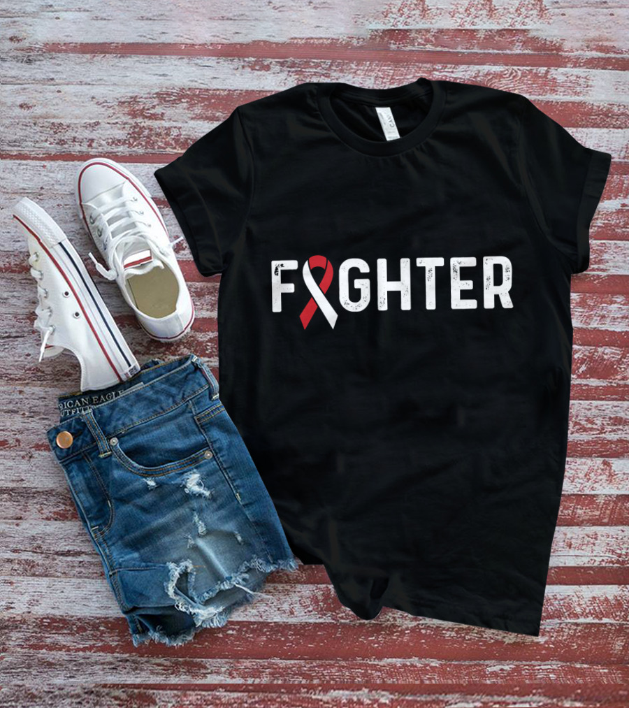 Fighter Aplastic Anemia Awareness Red And White T-Shirt