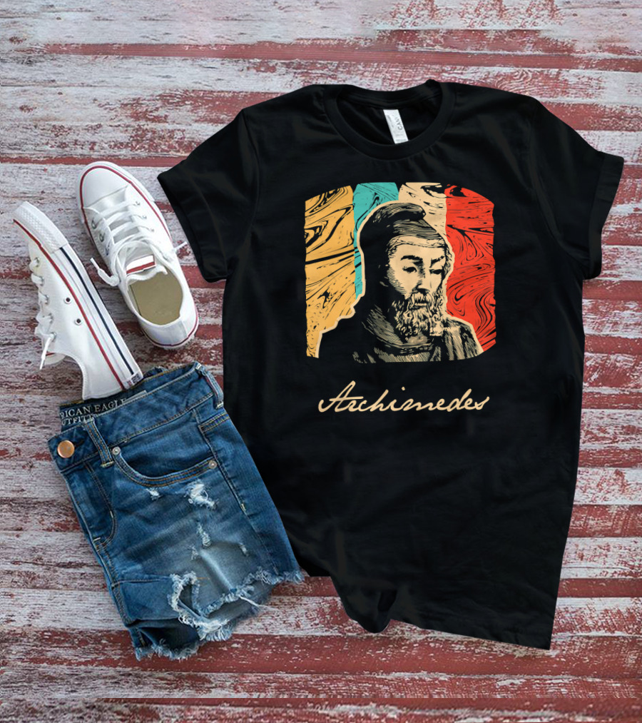 Archimedes Portrait With Colorful Abstract Background T-Shirt