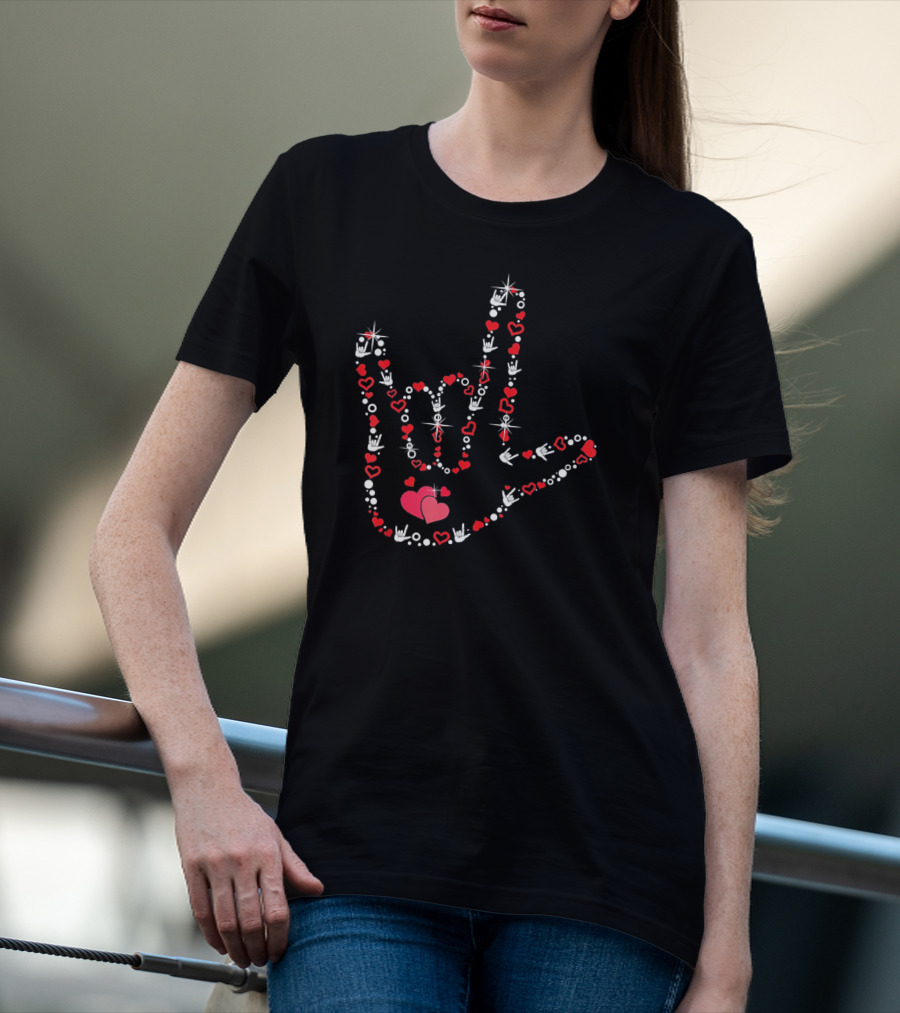 ASL Love Heart Hand Sign Deaf Pride Valentine's Day T-Shirt