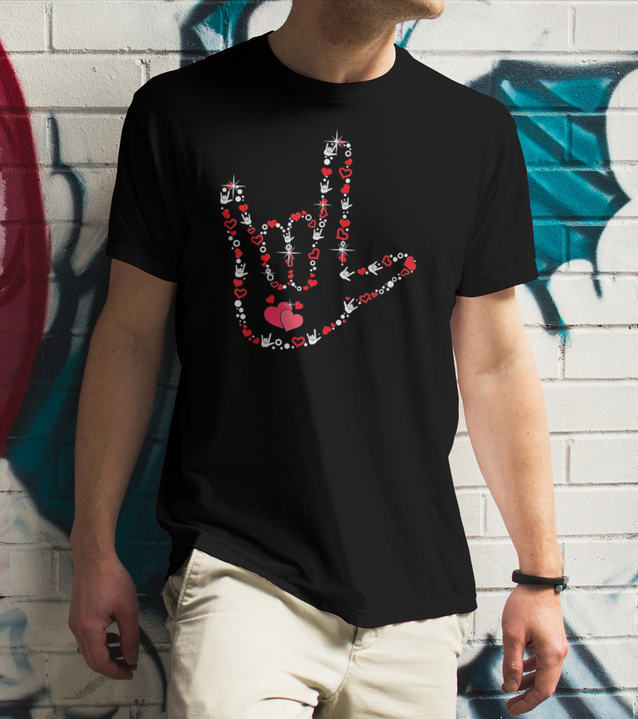 ASL Love Heart Hand Sign Deaf Pride Valentine's Day T-Shirt