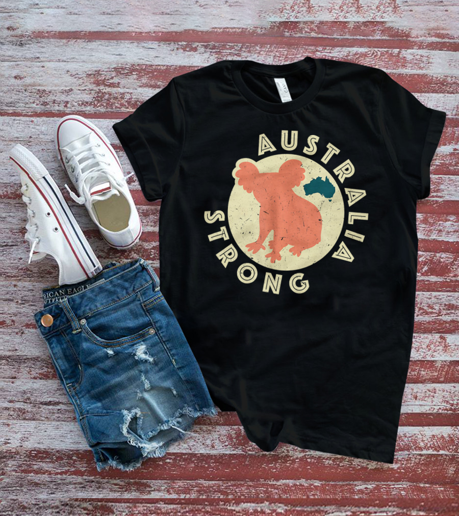 Australia Strong Koala Silhouette With Map T-Shirt