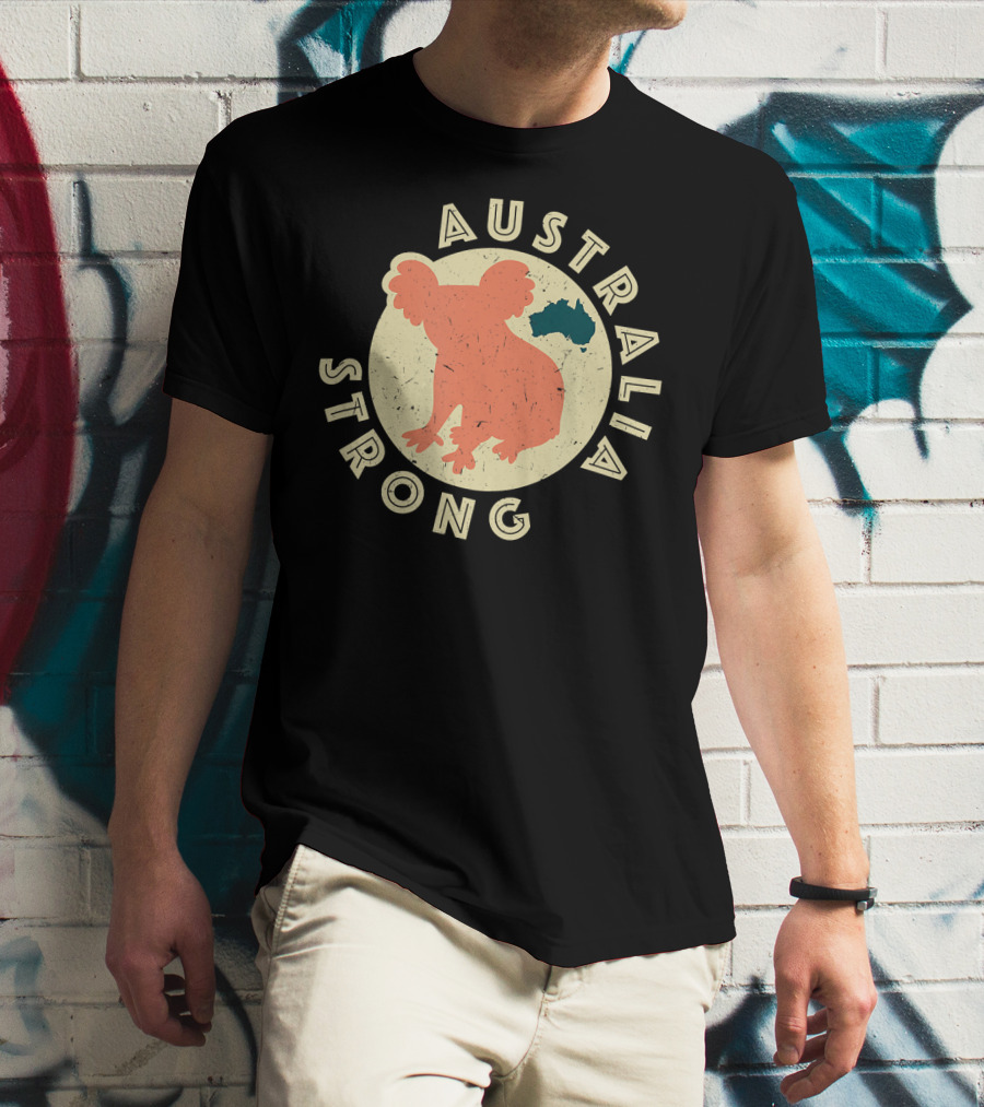 Australia Strong Koala Silhouette With Map T-Shirt