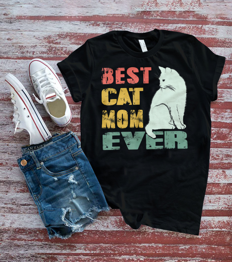 Best Cat Mom Ever Vintage Cat Mother T-Shirt
