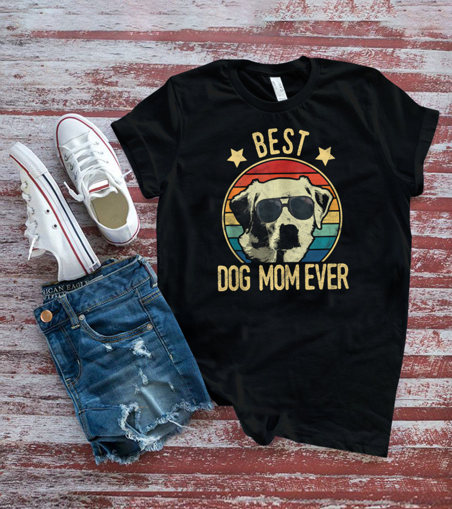 Best Dog Mom Ever Labrador Retrievers Retro Sunglasses T-Shirt