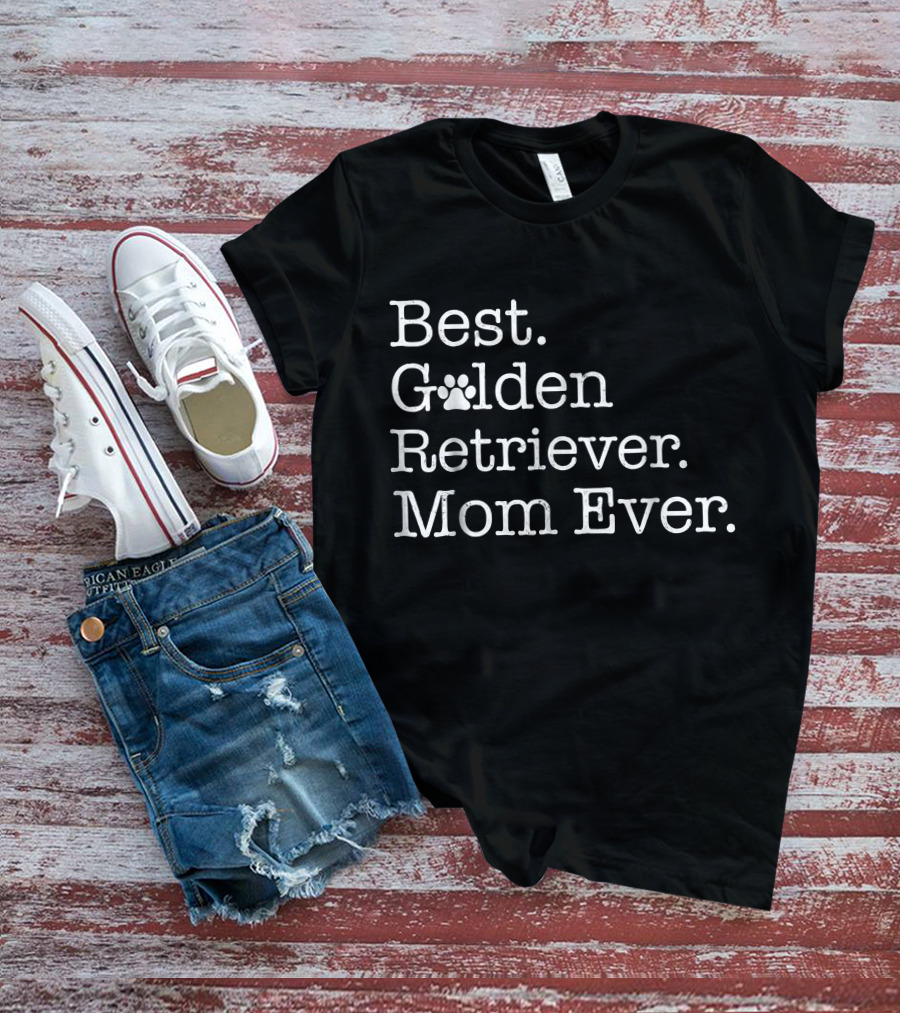 Best Golden Retriever Mom Ever With Paw Prints T-Shirt