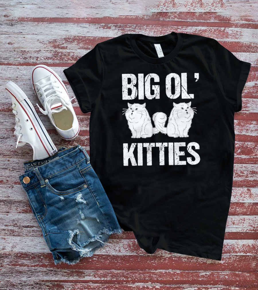 Big Ol Kitties Funny Cat Lover White Furry Cats T-Shirt