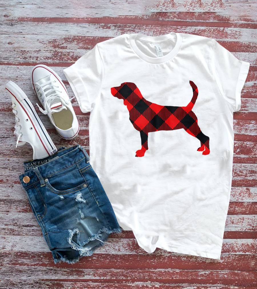 Black Red Plaid Labrador Dog Mom Paw T-Shirt