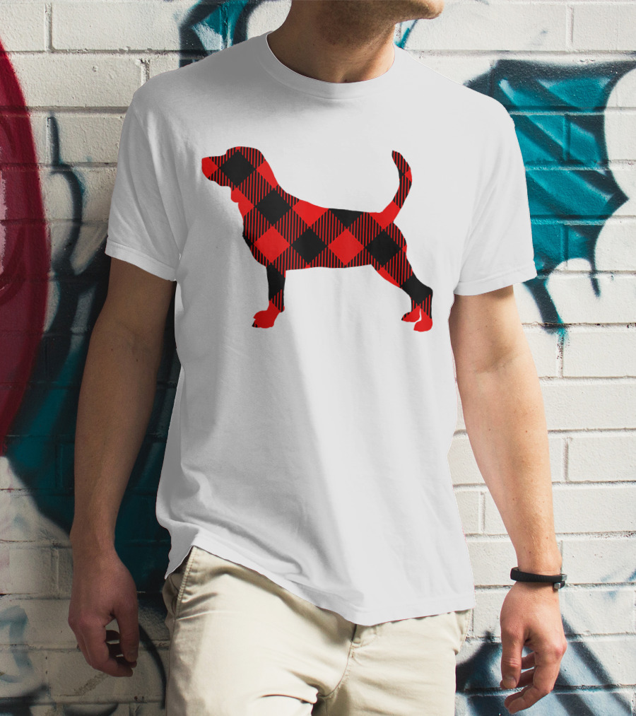 Black Red Plaid Labrador Dog Mom Paw T-Shirt