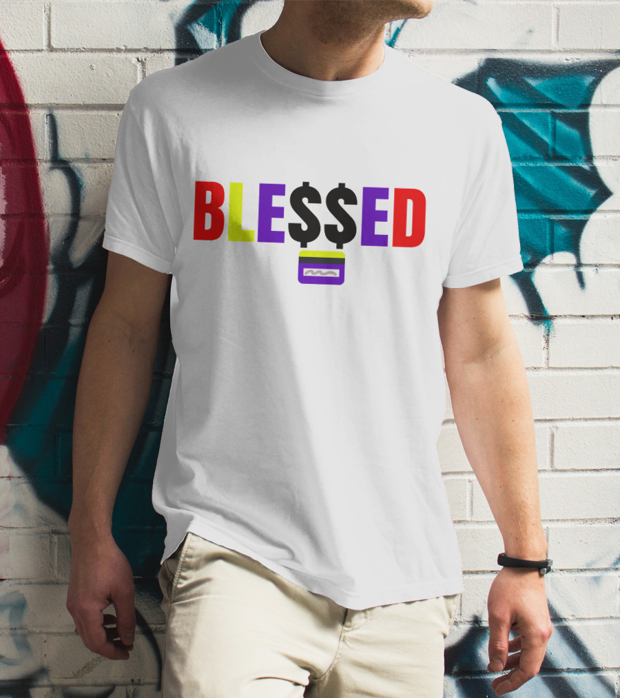 BLE$$ED Money $ymbol Colorful Lettering T-Shirt