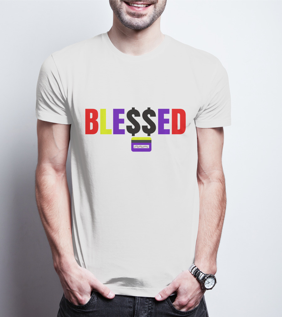 BLE$$ED Money $ymbol Colorful Lettering T-Shirt