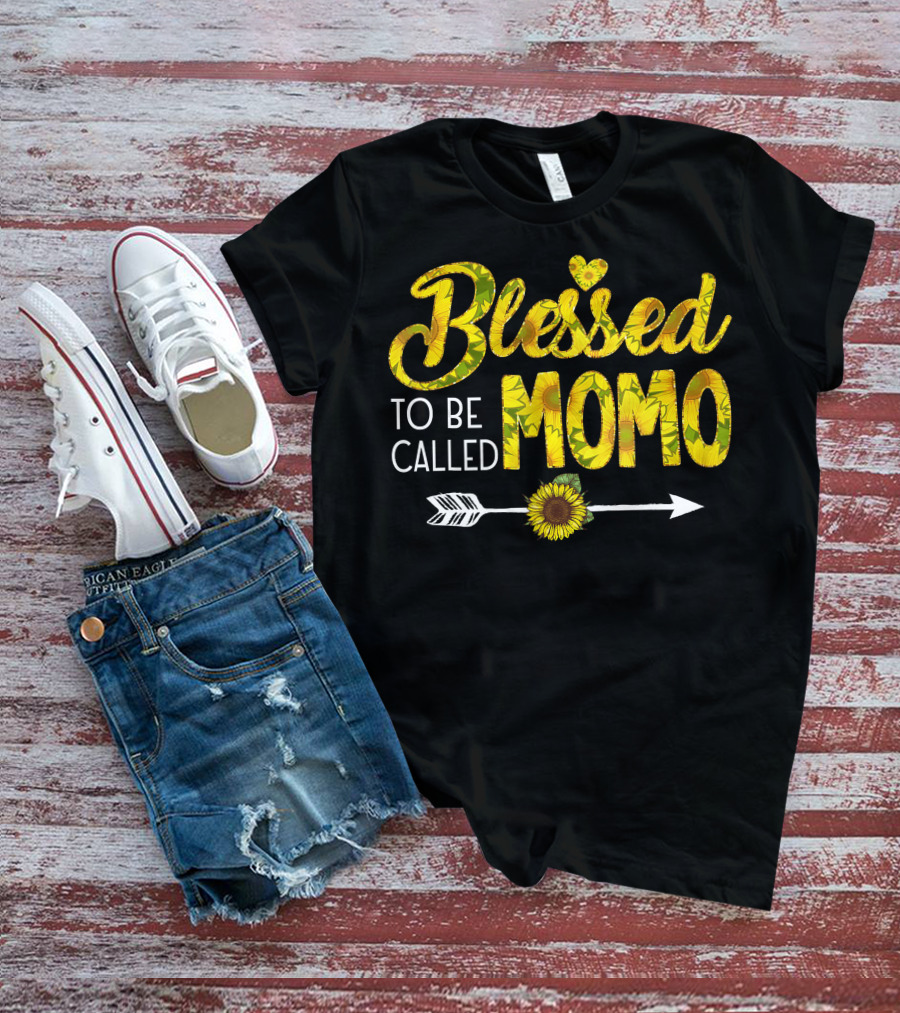 Blessed To Be Called Momo Sunflower Arrow T-Shirt
