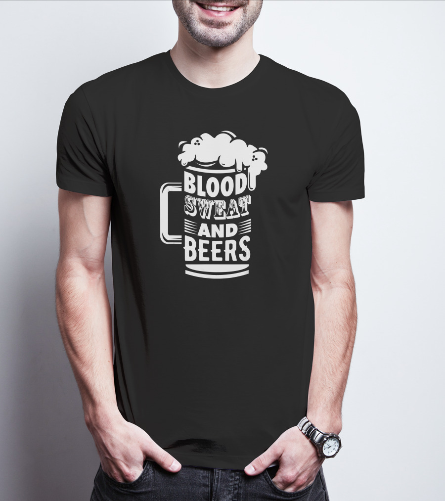 Blood Sweat And Beers Funny Pun Mug T-Shirt