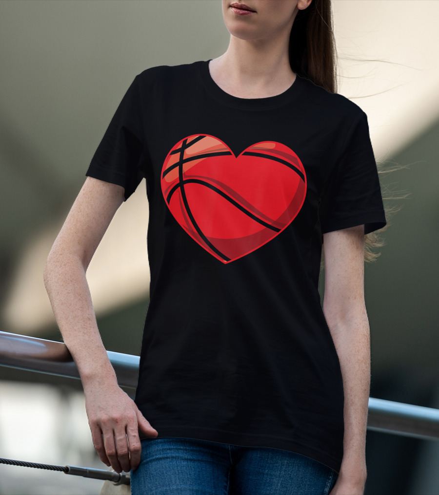 Valentines Day Boys Heart-Shaped Basketball T-Shirt