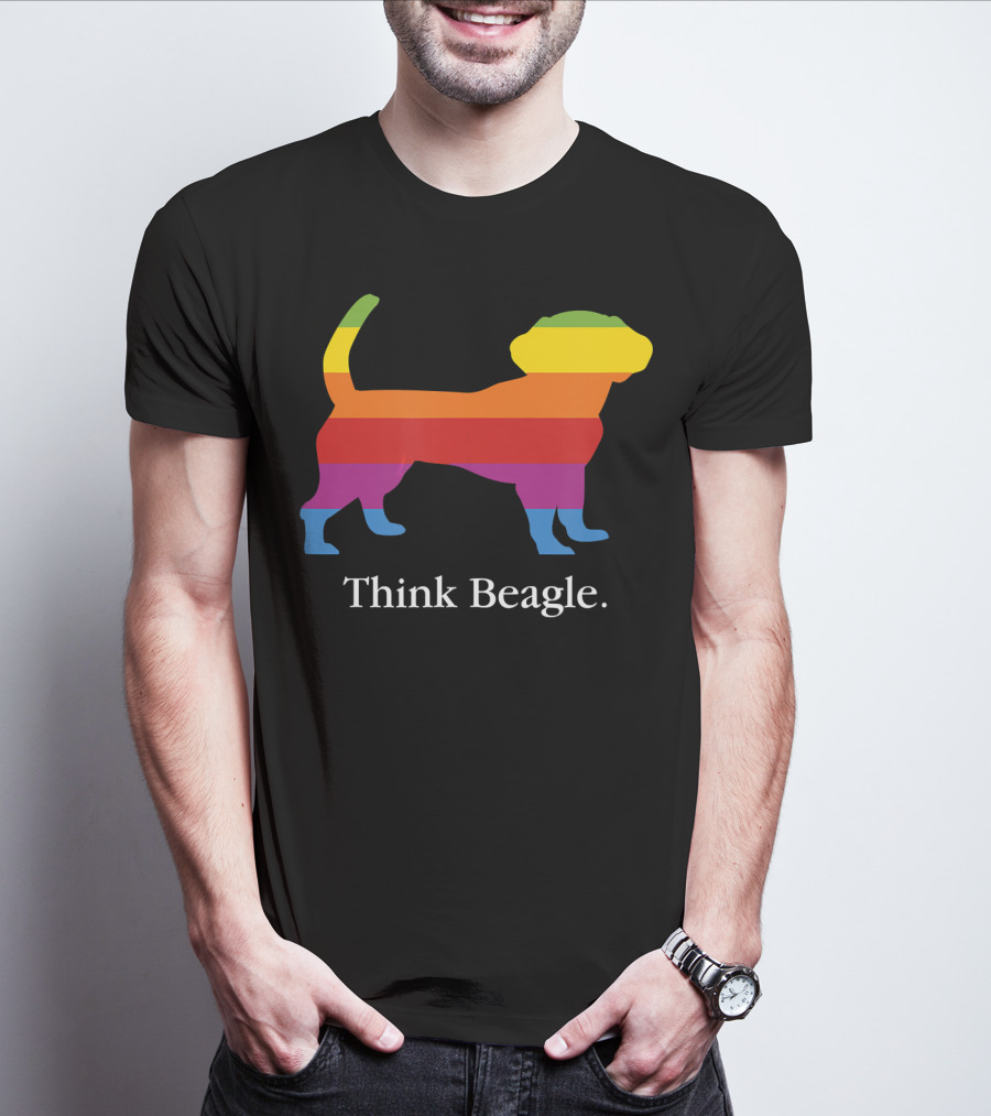 Think Beagle Rainbow Striped Dog T-Shirt
