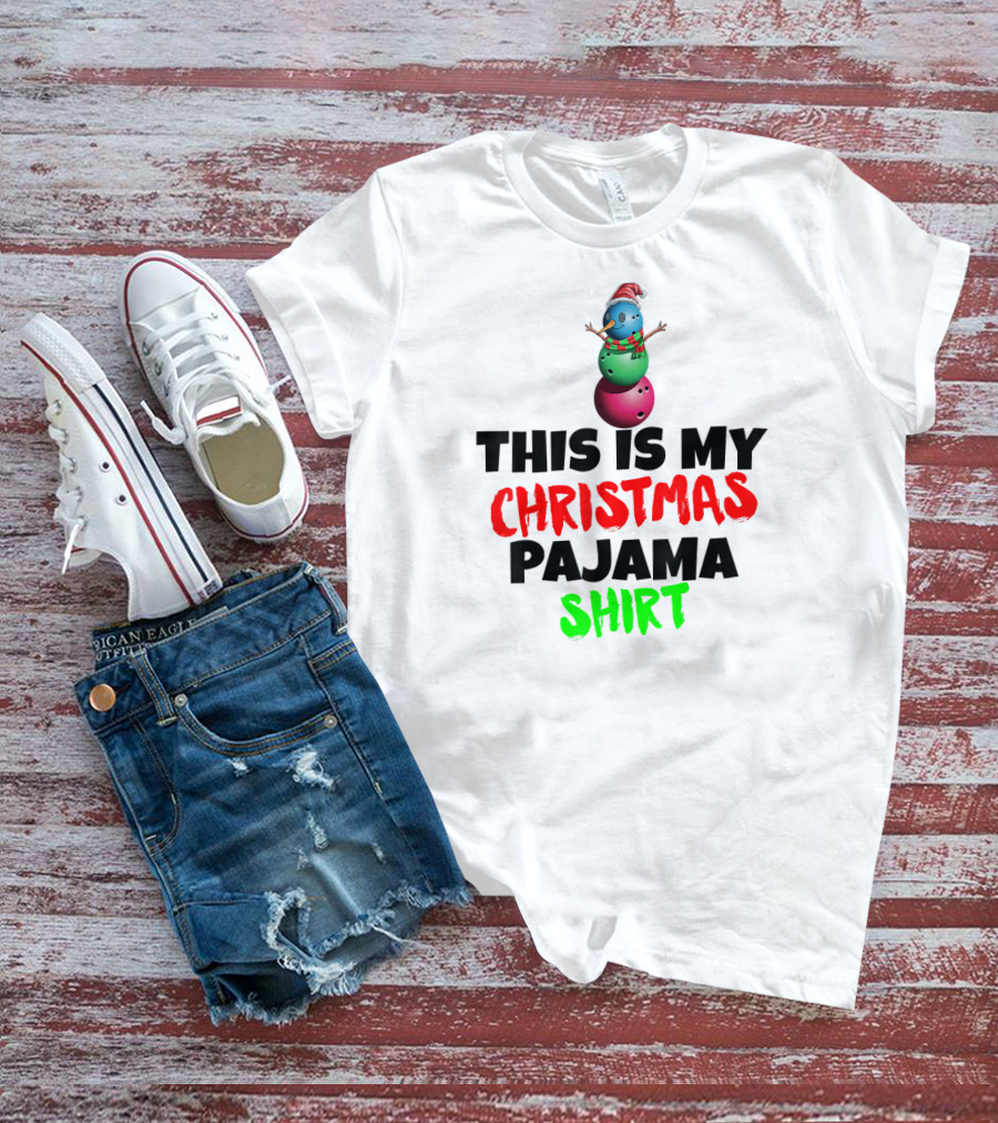 This Is My Christmas Pajama Shirt Santa Snowman T-Shirt
