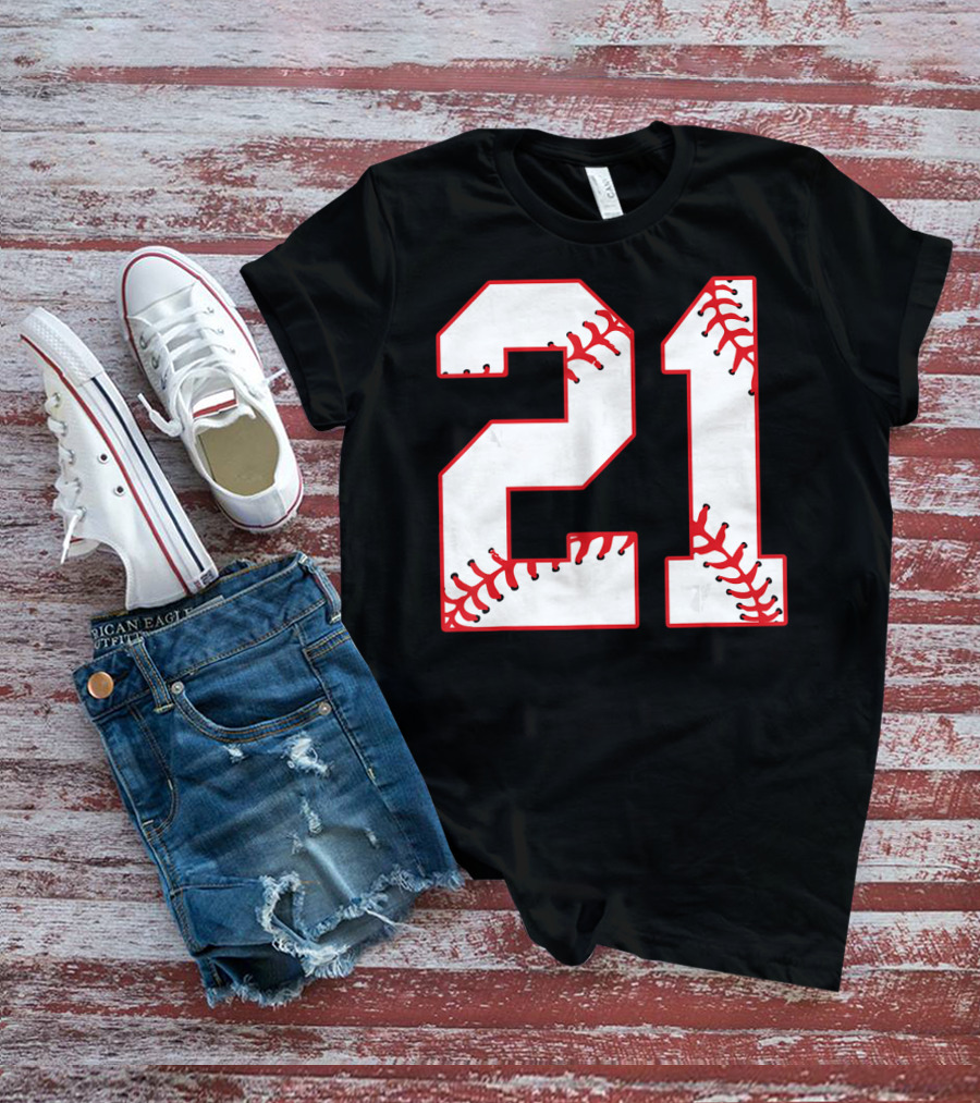 Twenty First Birthday Party 21th Baseball Number T-Shirt