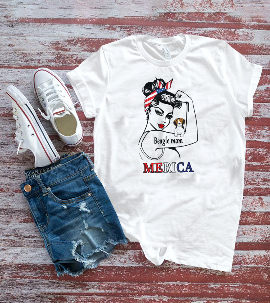Unbreakable Beagle Mom Merica Bandana USA T-Shirt