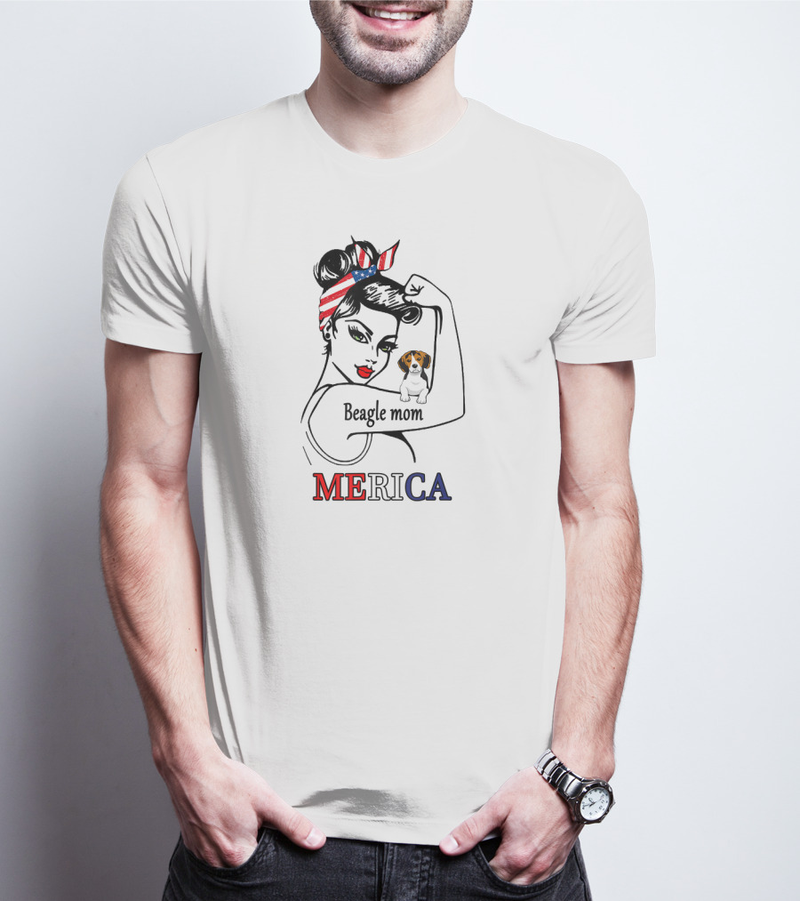 Unbreakable Beagle Mom Merica Bandana USA T-Shirt