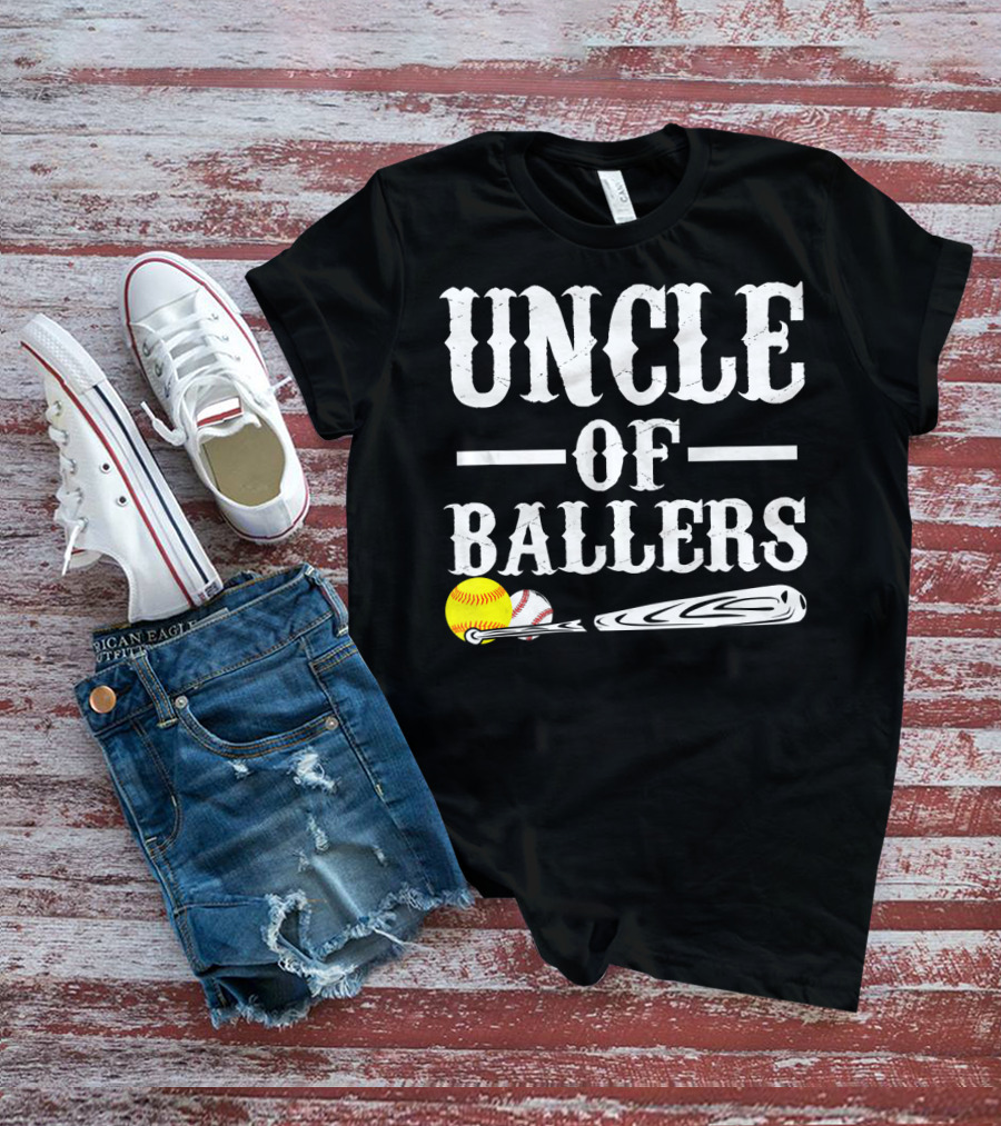 Uncle Of Ballers Baseball Bat Tennis Ball Clipboard T-Shirt