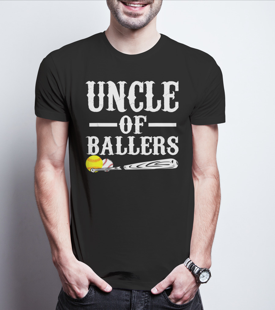 Uncle Of Ballers Baseball Bat Tennis Ball Clipboard T-Shirt
