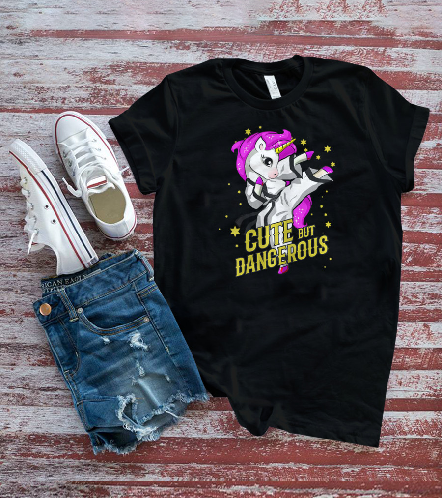 Cute But Dangerous Unicorn Martial Arts Taekwond Girl T-Shirt