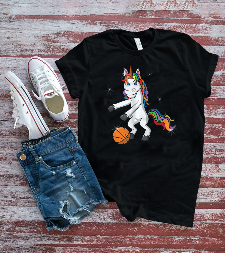 Unicorn Girls Women Floss Like Dancing Basketball T-Shirt