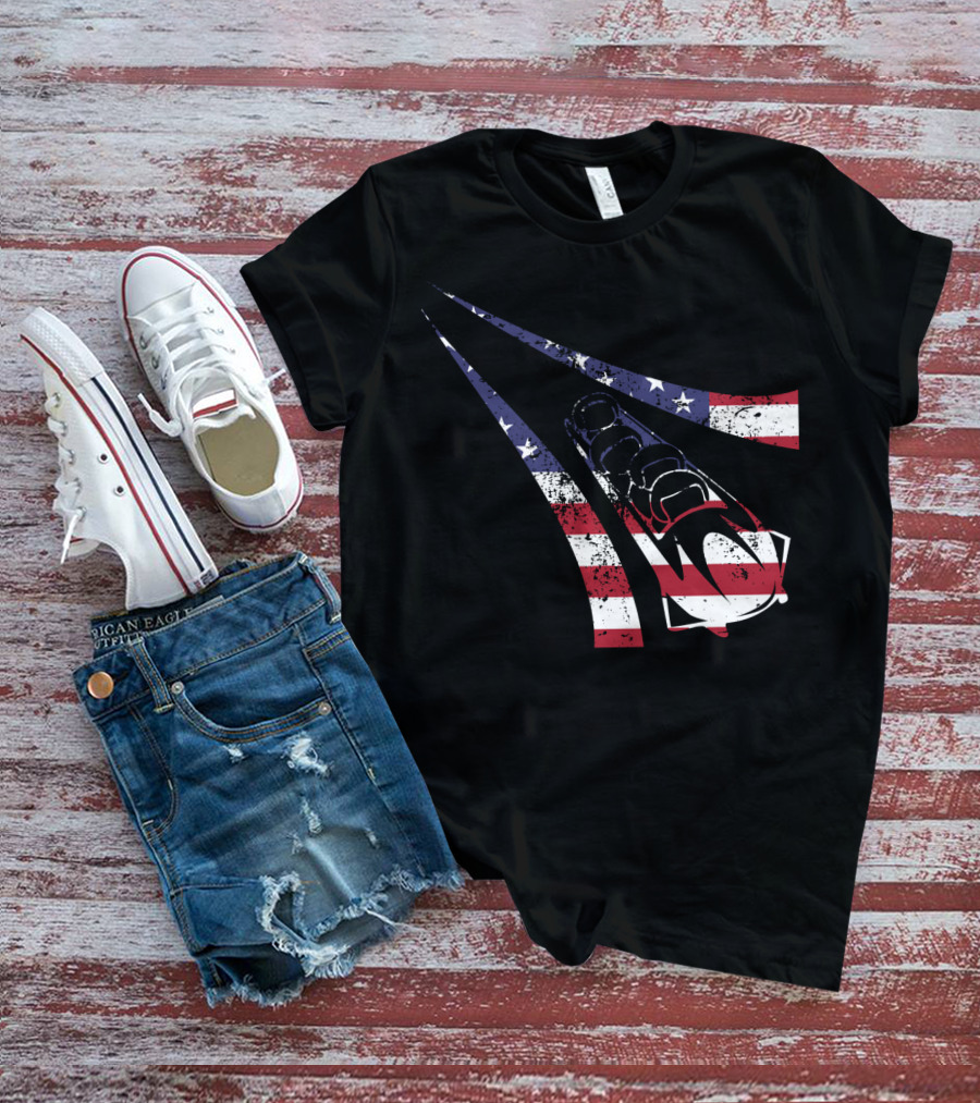 USA American Flag Bobsled Track T-Shirt