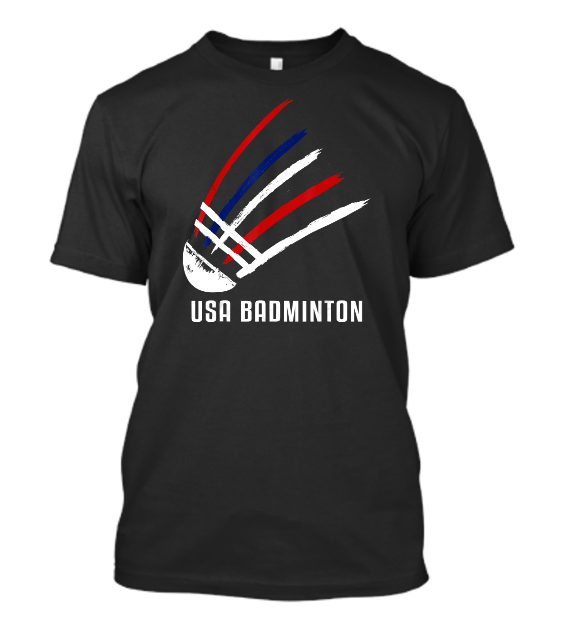 USA Badminton Shuttlecock Red White Blue Striped Sport T-Shirt