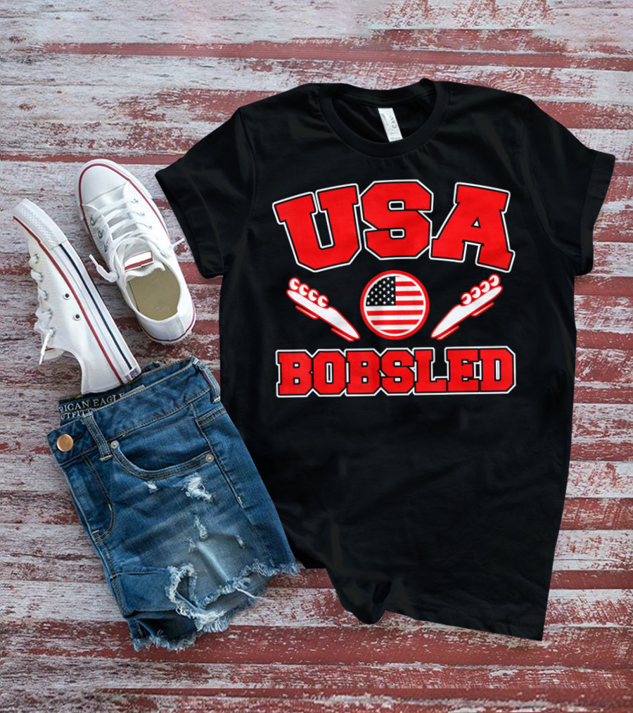 USA Bobsled American Flag Sleds T-Shirt