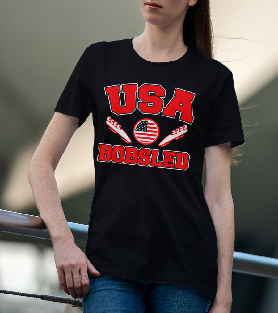 USA Bobsled American Flag Sleds T-Shirt