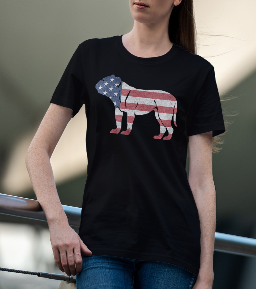 American Flag USA Bulldog Stylish Dog Animal T-Shirt