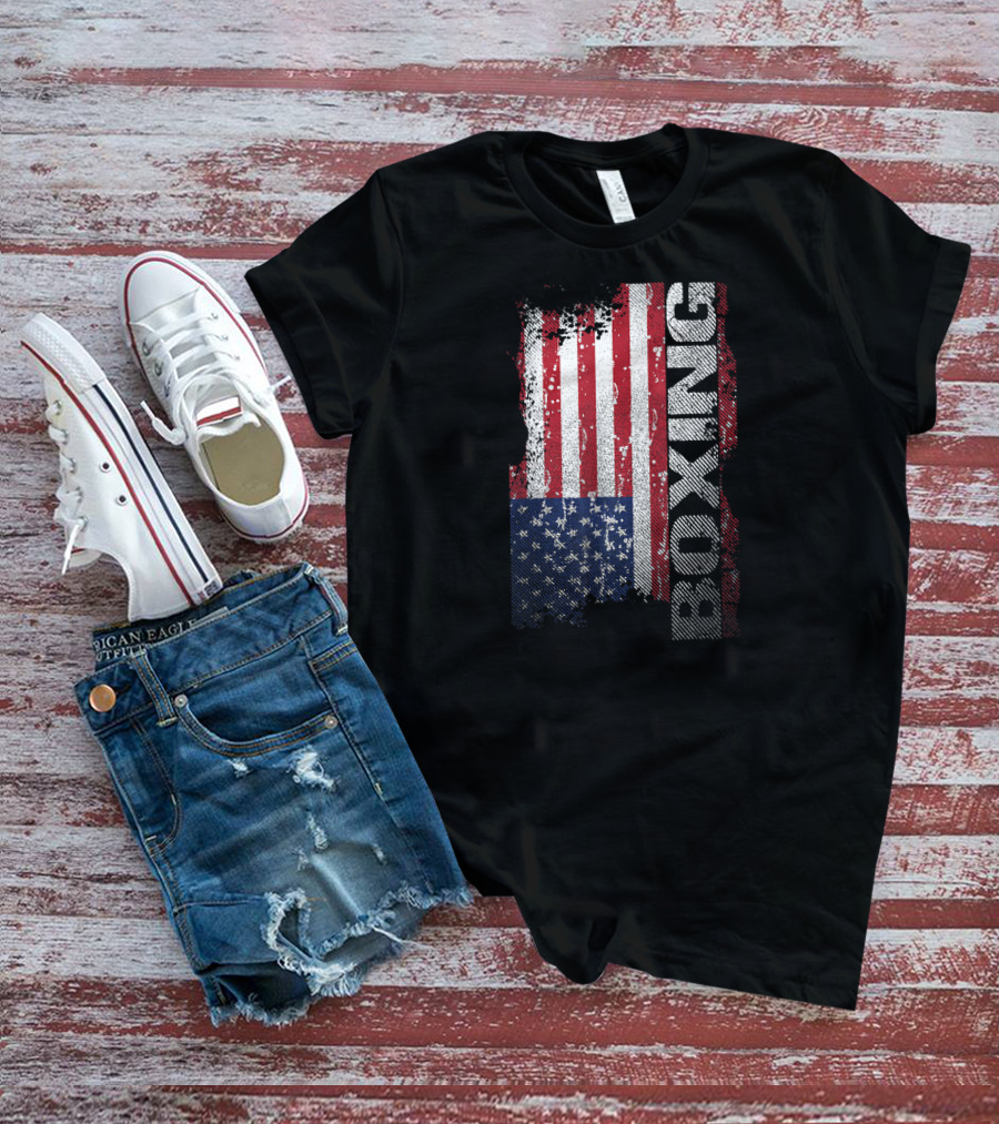 USA Flag Boxing Grunge T-Shirt