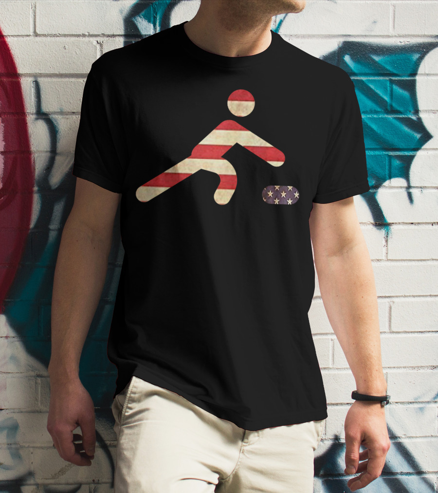 USA Funny Flag Curling American Fan Sports T-Shirt