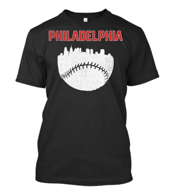 Philadelphia Cityscape Baseball T-Shirt