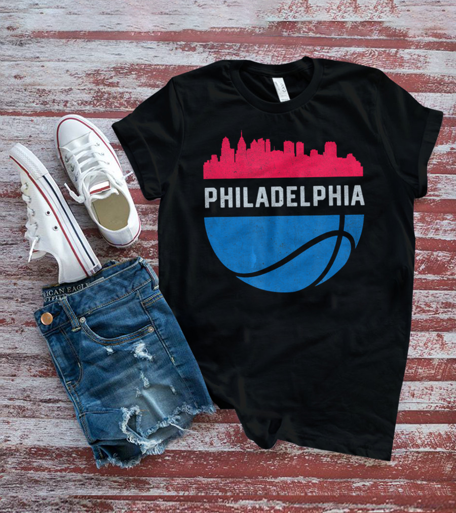 Philadelphia Cityscape Basketball T-Shirt