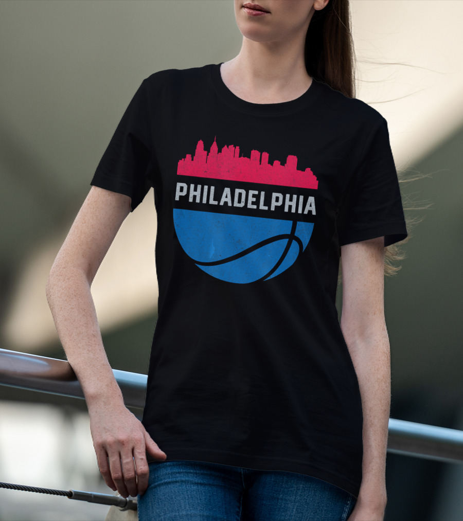 Philadelphia Cityscape Basketball T-Shirt
