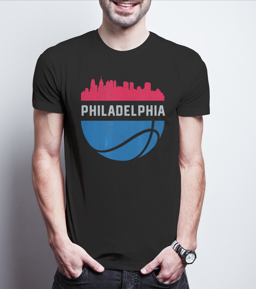 Philadelphia Cityscape Basketball T-Shirt